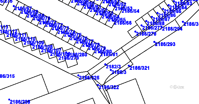 Parcela st. 2186/81 v KÚ Dobruška, Katastrální mapa