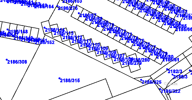 Parcela st. 2186/108 v KÚ Dobruška, Katastrální mapa