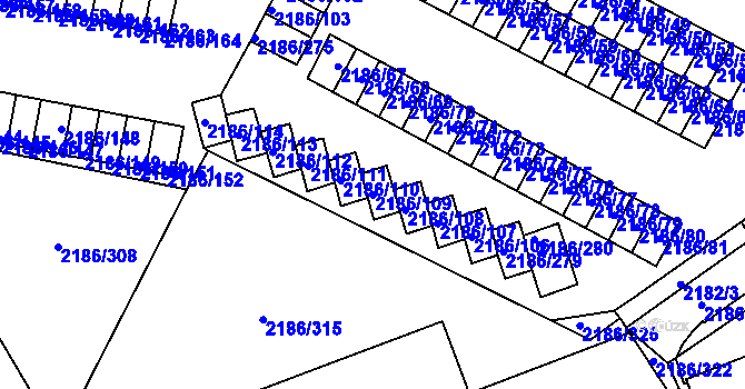 Parcela st. 2186/109 v KÚ Dobruška, Katastrální mapa