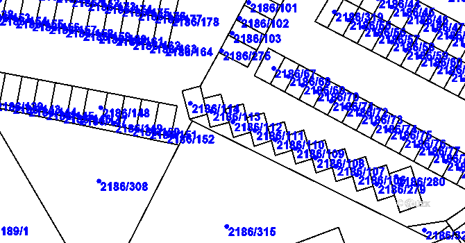 Parcela st. 2186/112 v KÚ Dobruška, Katastrální mapa