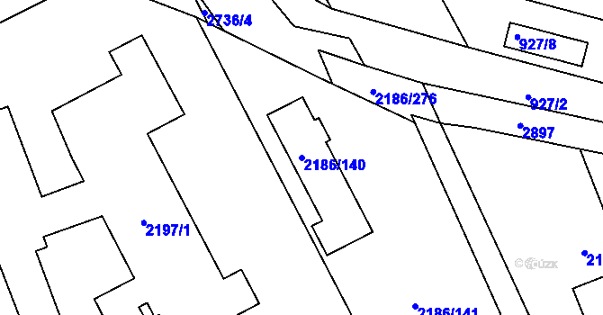 Parcela st. 2186/140 v KÚ Dobruška, Katastrální mapa