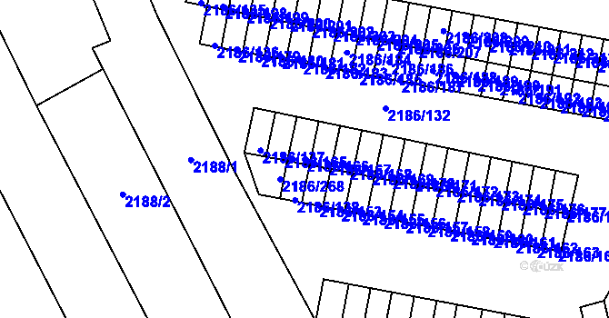 Parcela st. 2186/166 v KÚ Dobruška, Katastrální mapa
