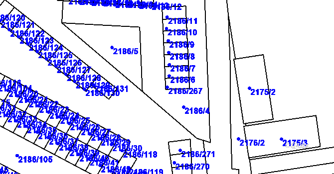Parcela st. 2186/267 v KÚ Dobruška, Katastrální mapa