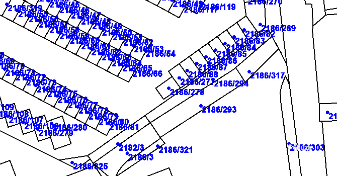 Parcela st. 2186/278 v KÚ Dobruška, Katastrální mapa