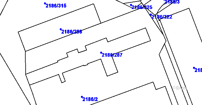 Parcela st. 2186/287 v KÚ Dobruška, Katastrální mapa