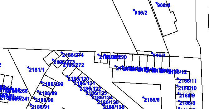Parcela st. 2186/290 v KÚ Dobruška, Katastrální mapa