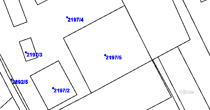 Parcela st. 2197/5 v KÚ Dobruška, Katastrální mapa