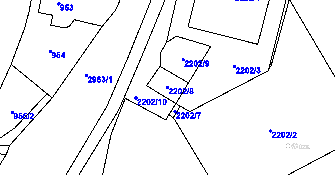 Parcela st. 2202/8 v KÚ Dobruška, Katastrální mapa