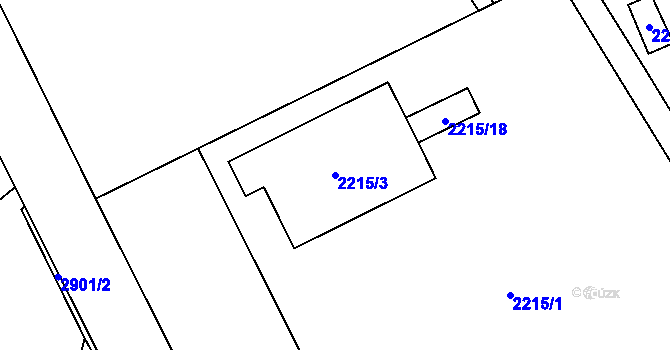Parcela st. 2215/3 v KÚ Dobruška, Katastrální mapa
