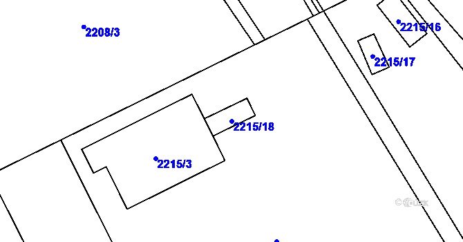 Parcela st. 2215/18 v KÚ Dobruška, Katastrální mapa