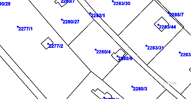 Parcela st. 2280/4 v KÚ Dobruška, Katastrální mapa