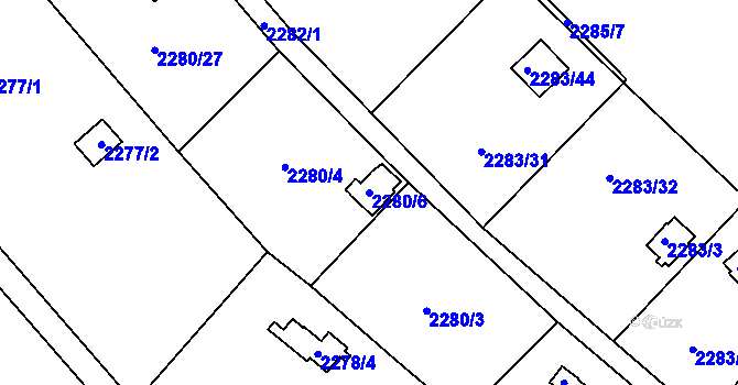Parcela st. 2280/6 v KÚ Dobruška, Katastrální mapa