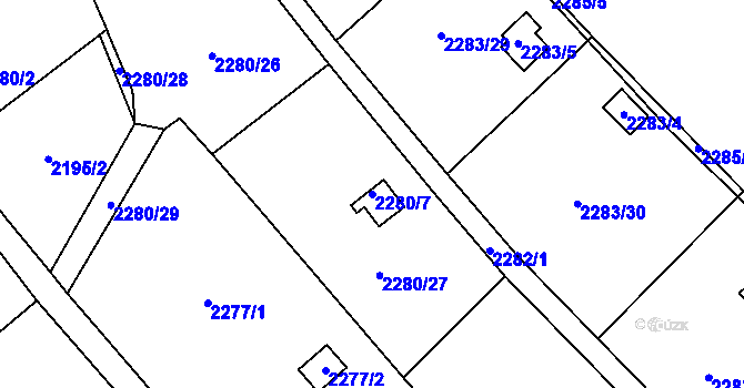 Parcela st. 2280/7 v KÚ Dobruška, Katastrální mapa