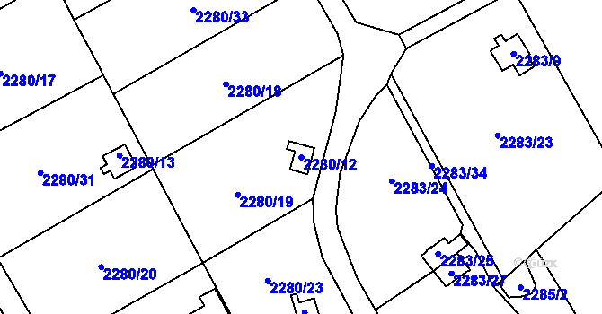 Parcela st. 2280/12 v KÚ Dobruška, Katastrální mapa