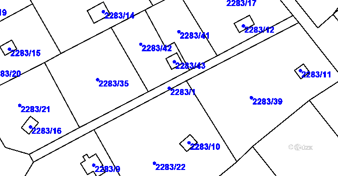 Parcela st. 2283/1 v KÚ Dobruška, Katastrální mapa