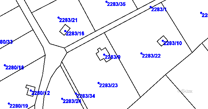 Parcela st. 2283/9 v KÚ Dobruška, Katastrální mapa