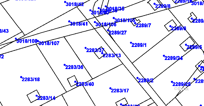 Parcela st. 2283/13 v KÚ Dobruška, Katastrální mapa