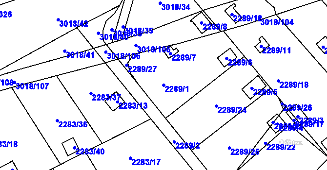 Parcela st. 2289/1 v KÚ Dobruška, Katastrální mapa