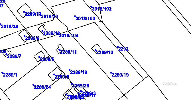 Parcela st. 2289/10 v KÚ Dobruška, Katastrální mapa