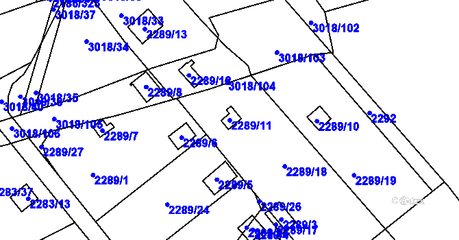 Parcela st. 2289/11 v KÚ Dobruška, Katastrální mapa