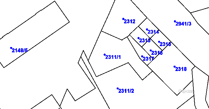 Parcela st. 2311/1 v KÚ Dobruška, Katastrální mapa