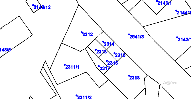 Parcela st. 2313 v KÚ Dobruška, Katastrální mapa