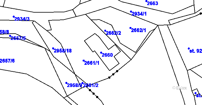 Parcela st. 2660 v KÚ Dobruška, Katastrální mapa
