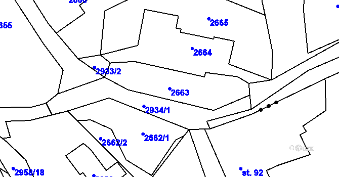 Parcela st. 2663 v KÚ Dobruška, Katastrální mapa