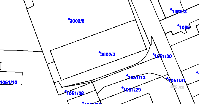 Parcela st. 3002/3 v KÚ Dobruška, Katastrální mapa