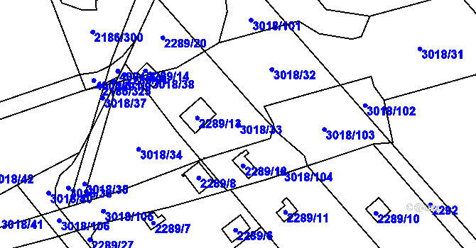 Parcela st. 3018/33 v KÚ Dobruška, Katastrální mapa