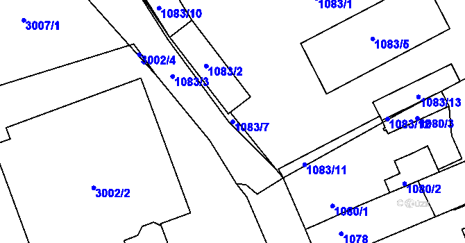 Parcela st. 1083/7 v KÚ Dobruška, Katastrální mapa