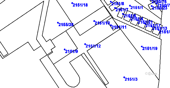 Parcela st. 2151/12 v KÚ Dobruška, Katastrální mapa