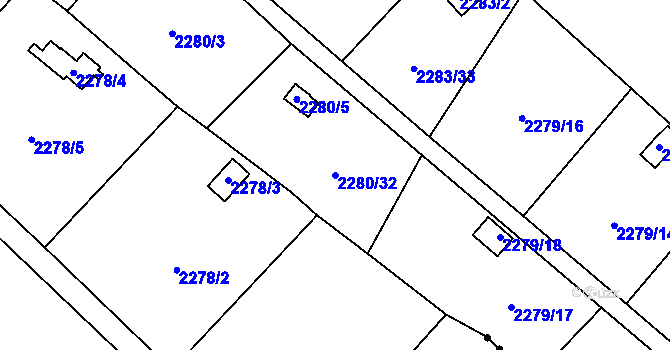 Parcela st. 2280/32 v KÚ Dobruška, Katastrální mapa