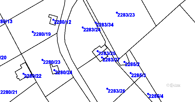Parcela st. 2283/25 v KÚ Dobruška, Katastrální mapa