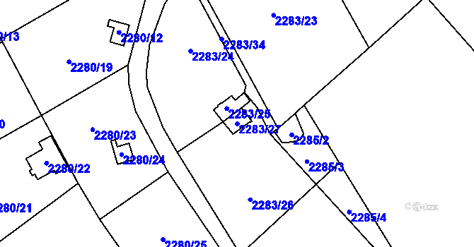 Parcela st. 2283/27 v KÚ Dobruška, Katastrální mapa