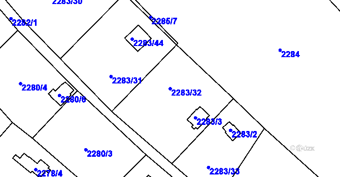 Parcela st. 2283/32 v KÚ Dobruška, Katastrální mapa