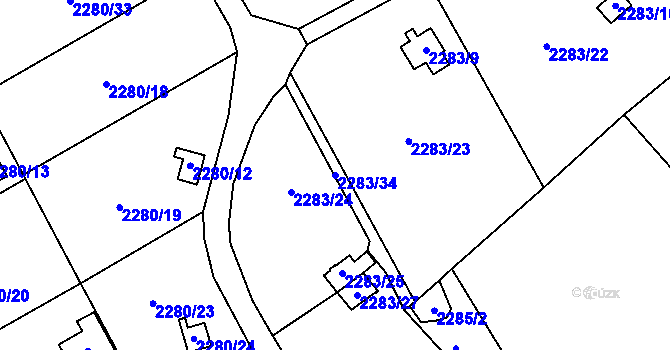 Parcela st. 2283/34 v KÚ Dobruška, Katastrální mapa