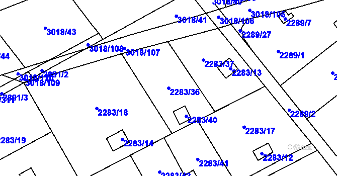 Parcela st. 2283/36 v KÚ Dobruška, Katastrální mapa