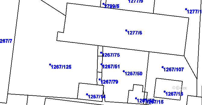 Parcela st. 1267/75 v KÚ Dobruška, Katastrální mapa