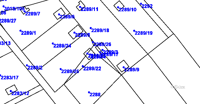Parcela st. 2289/17 v KÚ Dobruška, Katastrální mapa