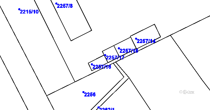 Parcela st. 2257/17 v KÚ Dobruška, Katastrální mapa