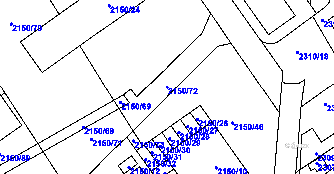 Parcela st. 2150/72 v KÚ Dobruška, Katastrální mapa