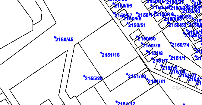 Parcela st. 2151/18 v KÚ Dobruška, Katastrální mapa