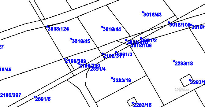 Parcela st. 2186/311 v KÚ Dobruška, Katastrální mapa