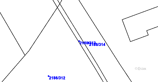 Parcela st. 2186/313 v KÚ Dobruška, Katastrální mapa