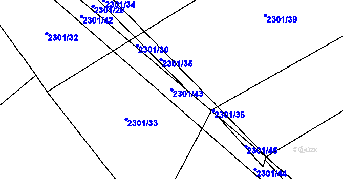 Parcela st. 2301/43 v KÚ Dobruška, Katastrální mapa