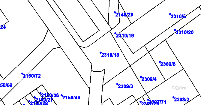 Parcela st. 2310/18 v KÚ Dobruška, Katastrální mapa