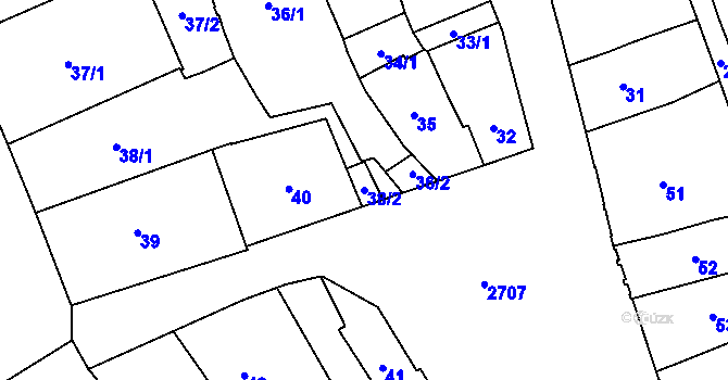 Parcela st. 38/2 v KÚ Dobruška, Katastrální mapa