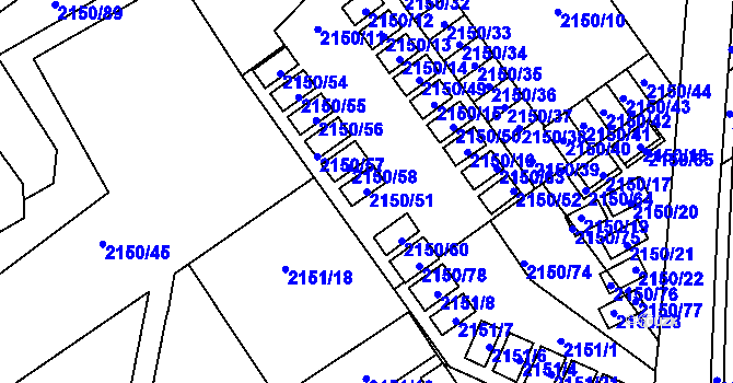 Parcela st. 2150/51 v KÚ Dobruška, Katastrální mapa