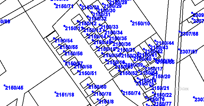 Parcela st. 2150/50 v KÚ Dobruška, Katastrální mapa
